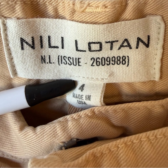 Nili Lotan Shon barrel leg pants utility pockets cream baggy cotton blend - Picture 7 of 8